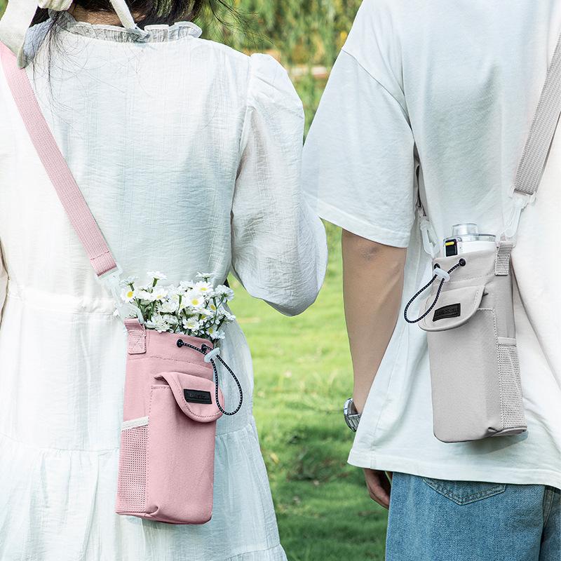 New Outdoor Multifunctional Crossbody Water Bottle Bag Waterproof Portable Insulated Cup Cover Travel Water Cup Pouch Phone Storage Bag
