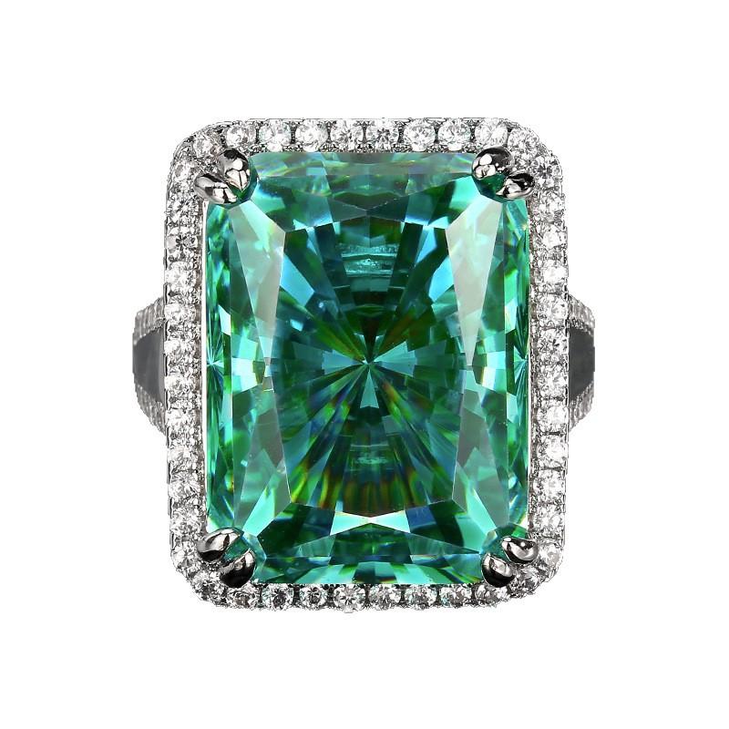 Copper Bottom Gold-plated Simulation Redeen Cut Square Diamond Ring Female Main Stone 15 * 20