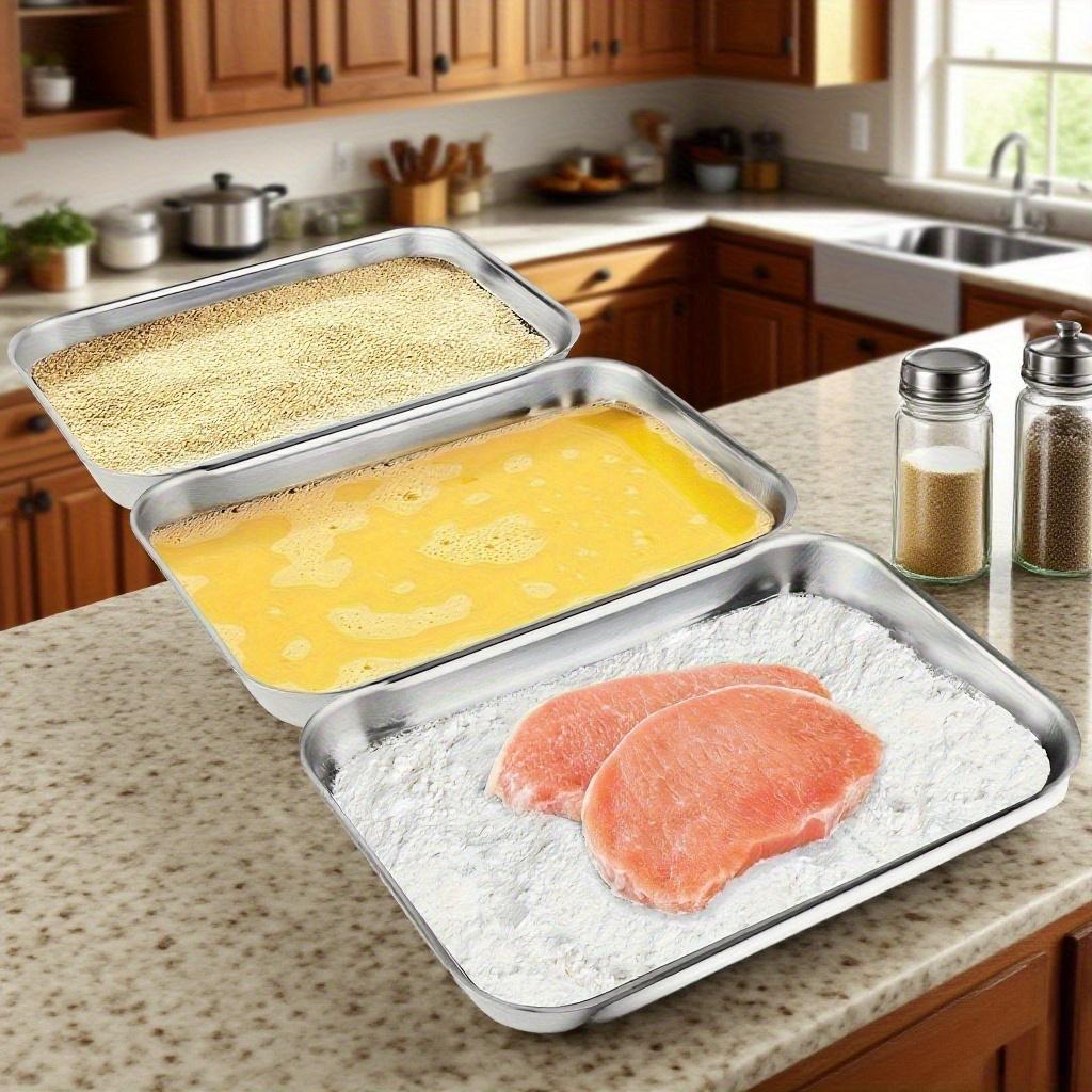 

Three stainless steel thick square plates, cold dish braised dish, duck neck plate, ingredient preparation flat bottomed tray