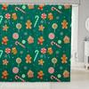 Merry Pink Christmas Shower Curtain,Cartoon Gingerbread Man Bathroom Curtain,Snowflakes Candy Fabric Shower Curtains,Happy New