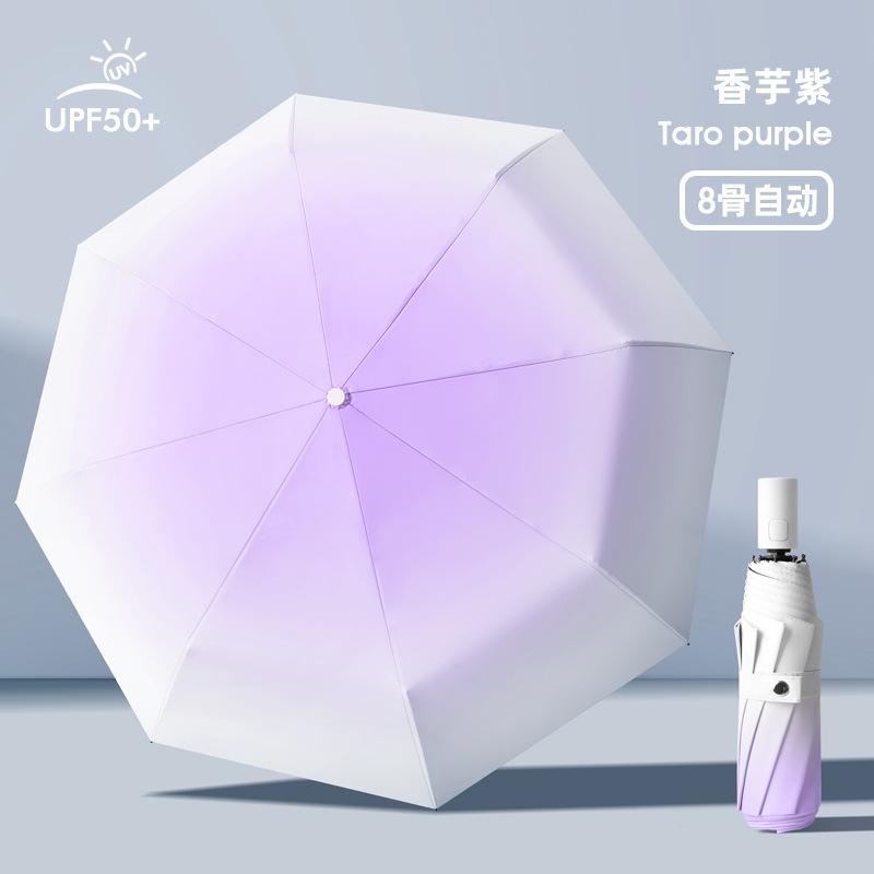 

Трехсекционный автоматический зонт с постепенным изменением цвета, ветрозащитный зонт из винила для защиты от солнца, с принтом