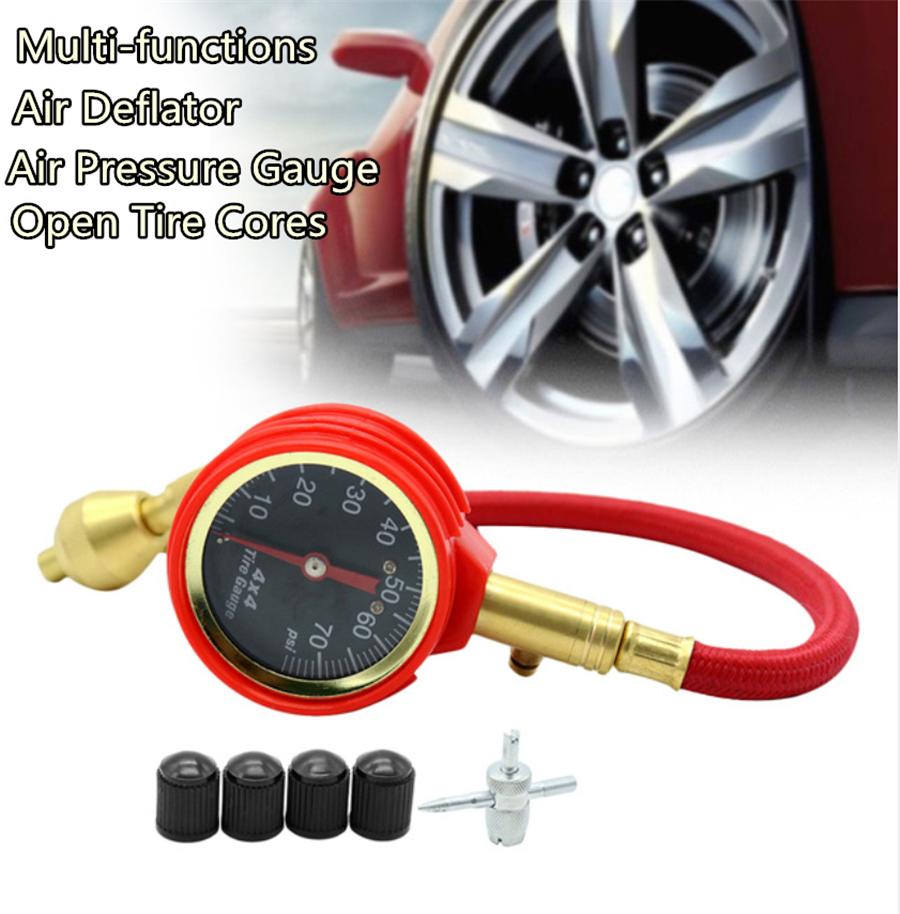 0-75PSI Tyre Deflator Rapid Tire Air Pressure Gauge Pointer Type Dial Valve Tool