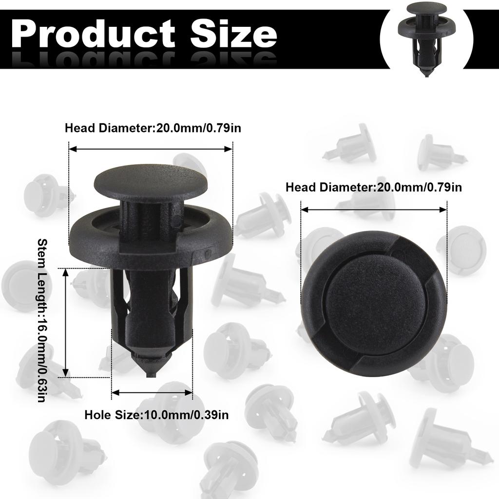 Universal 10mm Hole Size 50PCS Car Bumper Clips Nylon Rivet Fastener Fender for Honda & Acura Replace Push Rivet Mud Flap