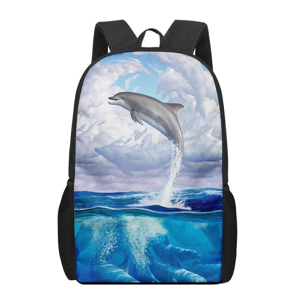 Dolphin Ocean Animal Print Children School Bag Girls Boys Casual Backpack Student Schoolbag Teenager Daily Storage Rucksacks