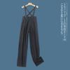 Suspenders Spring & Fall New Arrival Foreign Trade Women's Clothing Fashion Strap Adjustable High Waist Zipper Button Split Trousers 27836