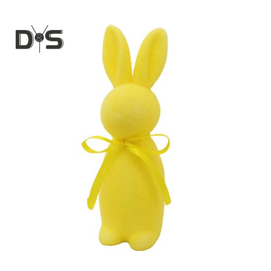 Easter Bunny Statue Freestanding Foam Rabbit Ornament Faux Moss Rabbit Flocked Bunny Figurine Centerpiece for Desk Mantel Dining Table