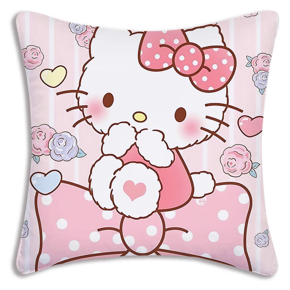 Cute Pink Hello Kitty Cartoon Pillowcase, Sofa Decoration Home Decor Double-Sided Printed Cute Cushion Cover