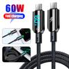 Cablu de încărcare rapidă tip C de 60W, afișaj digital cu LED, cablu de încărcare USB C pentru iPhone 15 Pro Max, Samsung, Xiaomi, linie de date de încărcare PD