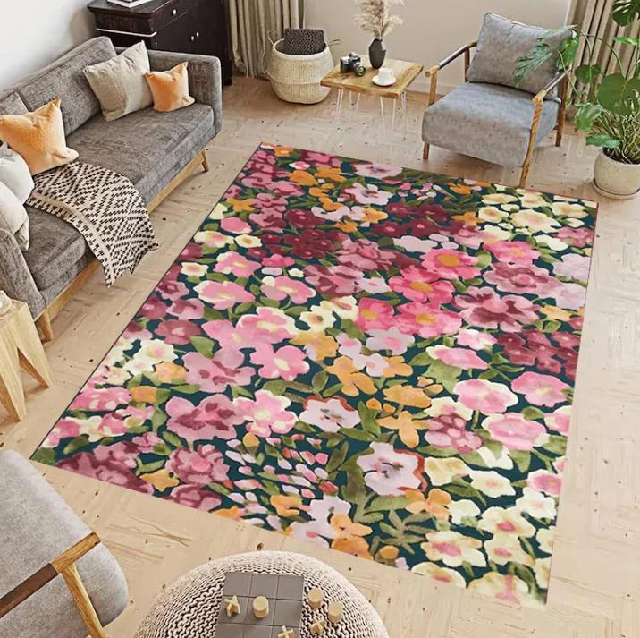 

Floral Multicolor Velvet Rug 3D Print Non-Slip Stain Resistant Living Room Home Bedroom Decoration Carpet 40x60cm