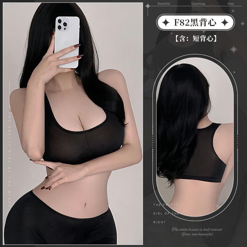 New pure desire hot lingerie couple silky zipper open crotch yoga elastic tight uniform temptation suit