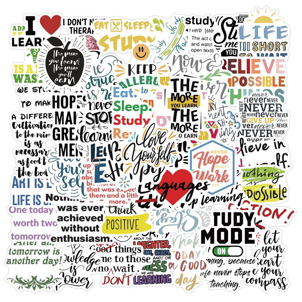 50 Inspirational English Slogans Graffiti Stickers Decorate Suitcases Without Leaving Glue and Waterproof