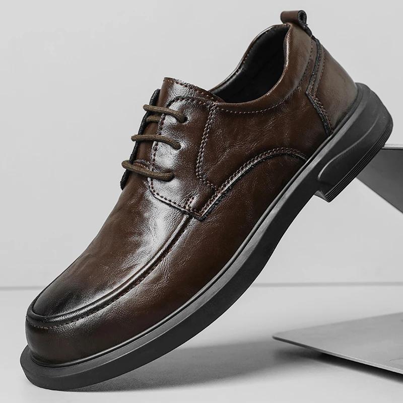 Fashion Leather Men Oxford Shoes Brown Black Mens Dress Shoes New Fashion Office Mens Shoes Business Oxfords Casual Formal Footwear Male