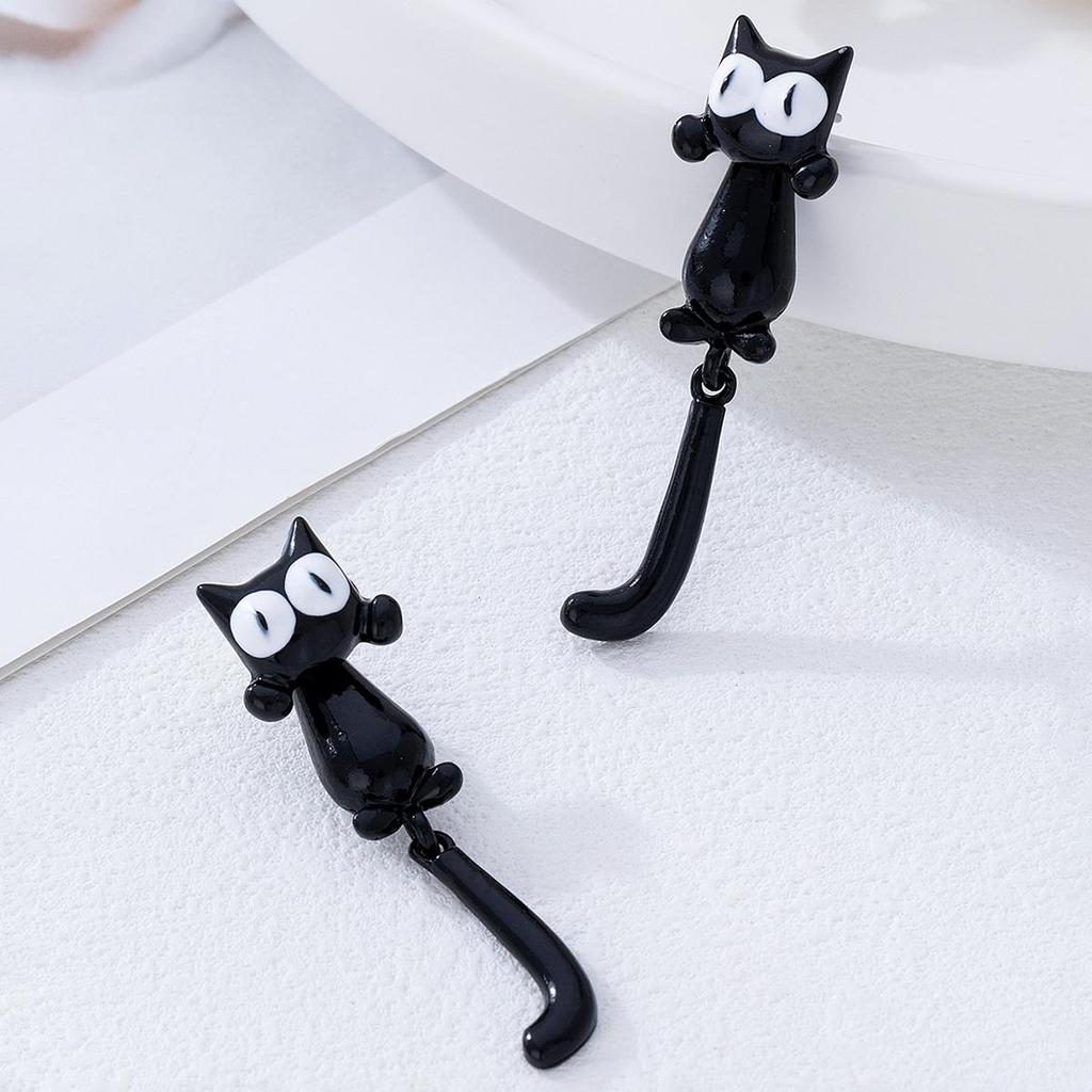 Charming Black Cat Cartoon Earrings - Unique Design & Fun Women’s Fashion Accessories