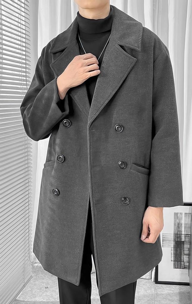 Long Business Wool Plus Solid Long Cold Chesterfield Loose Oversized [foveitaa] Men's Coat, Coat, Autumn/Winter Clothes, Sizes, Color, Warm, Length,