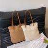 1pcs Bohemian Straw Woven Tote Bag Large Capacity Hollow Floral Shoulder Bag for Beach Vacation Lightweight & Durable