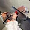 2023 Trendy Korean Style Rhinestone Slim Sunglasses for Women - UV Protection