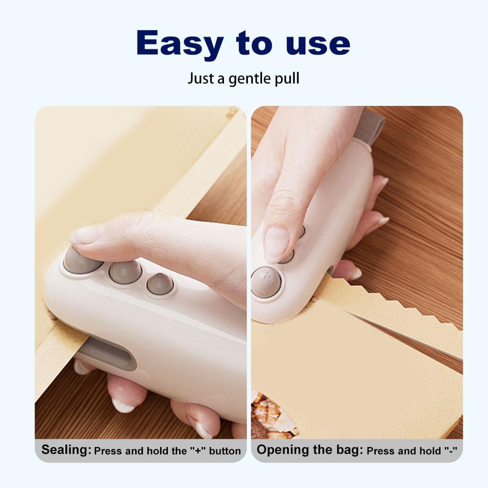 Mini Bag Sealer 2 In 1 Rechargeable Small Bag Sealer for Sealing and Cutting Portable Handheld Vacuum Food Storage Sealer for Chip Bags Snack Bags