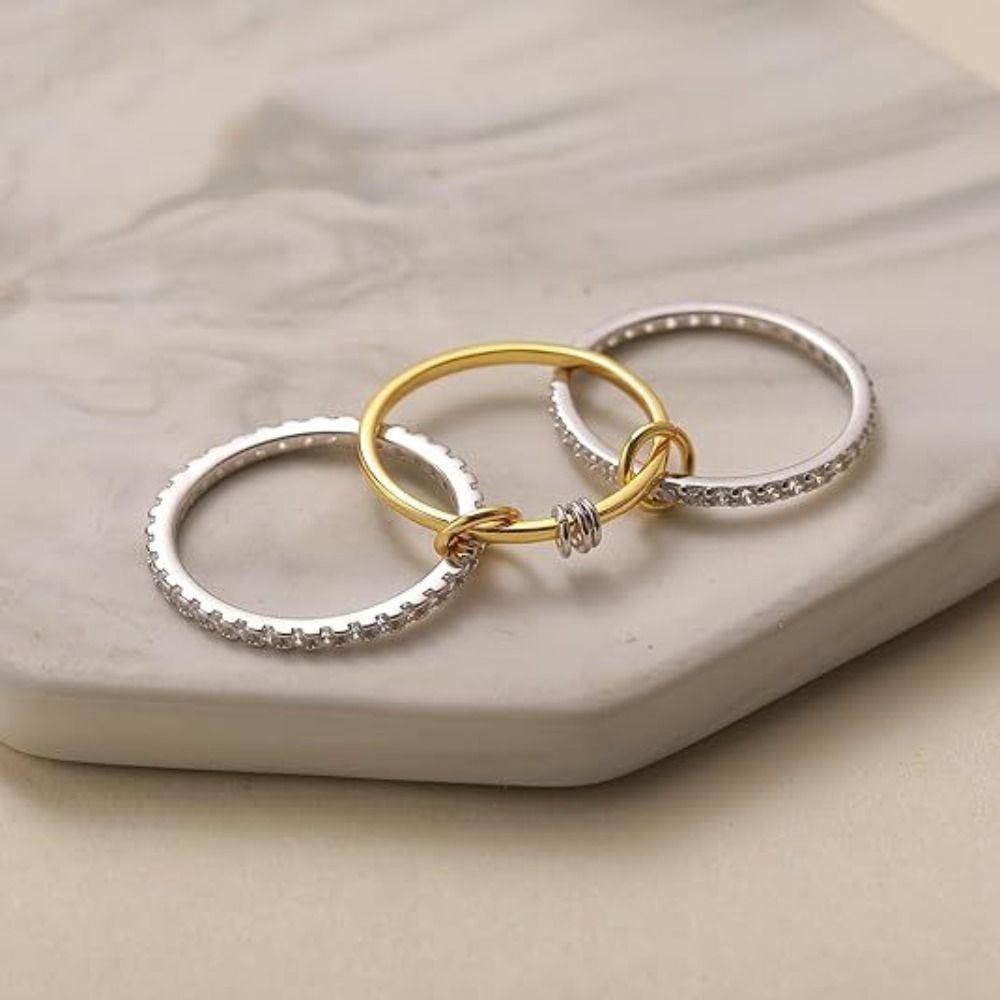 Stainless Steel Stackable Ring Full Diamond Zircon Rings for Women Fashion Gold Rings Perfect Gift