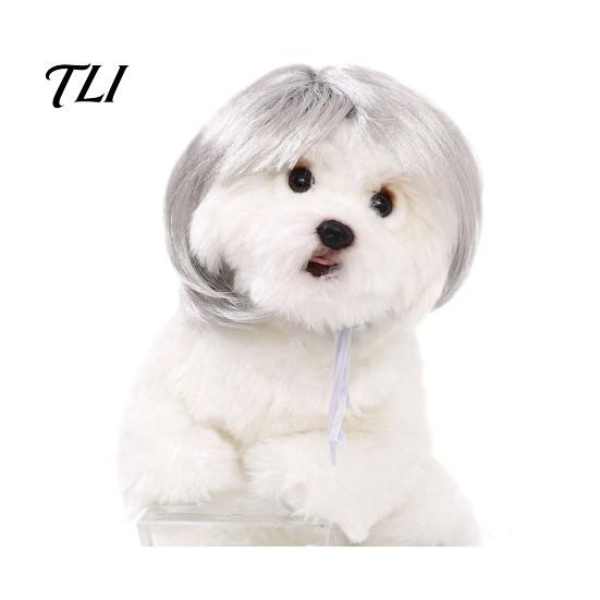 Comfortable Dog Hair Accessories Funny Pet Wig, Cute Bob Cut Cat Afro Curly Wig with Adjustable Grooming Props Elastic Band, Breathable Cosplay
