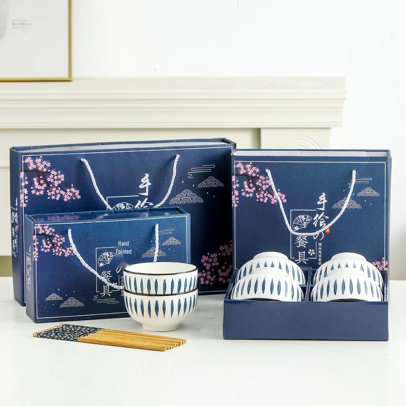 Ru Han Japanese Ceramic Orchid Bowl & Chopstick Set