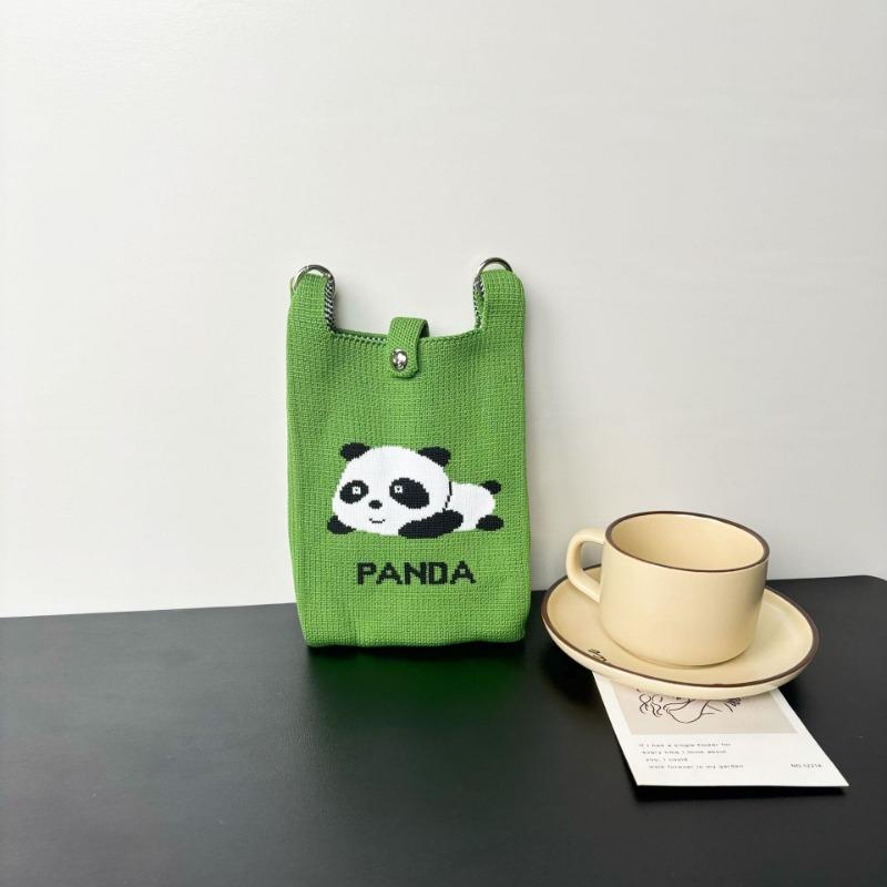 Panda Mobile Phone Bag Cute Knitted Bag High Sense Personality Versatile Dopamine Shoulder Messenger Bag Dopamine Wind