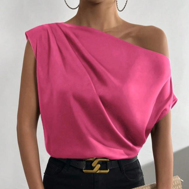 Imitation Silk Satin Halter Top 2025 Spring Solid Color Satin Pullover Sleeveless Shirt for Women Wearing Sexy Base Layer Short Top