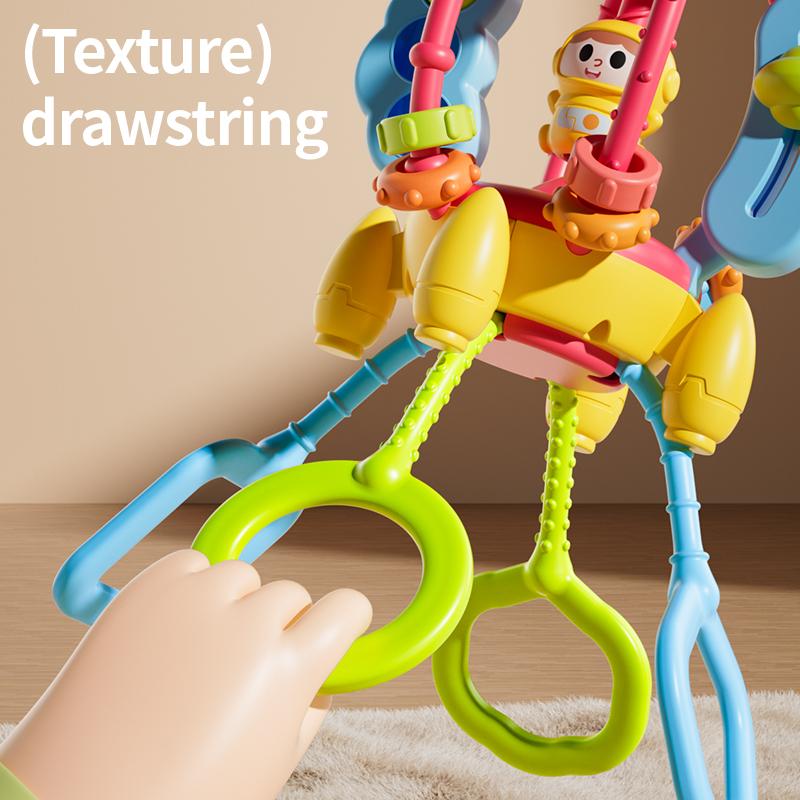 Jouet sensoriel à tirer sur cordon Montessori Bébé Silicone Dentition Éducatif Précoce Jeu d'activité de préhension Développement 6-12 Mois 1-3 Ans