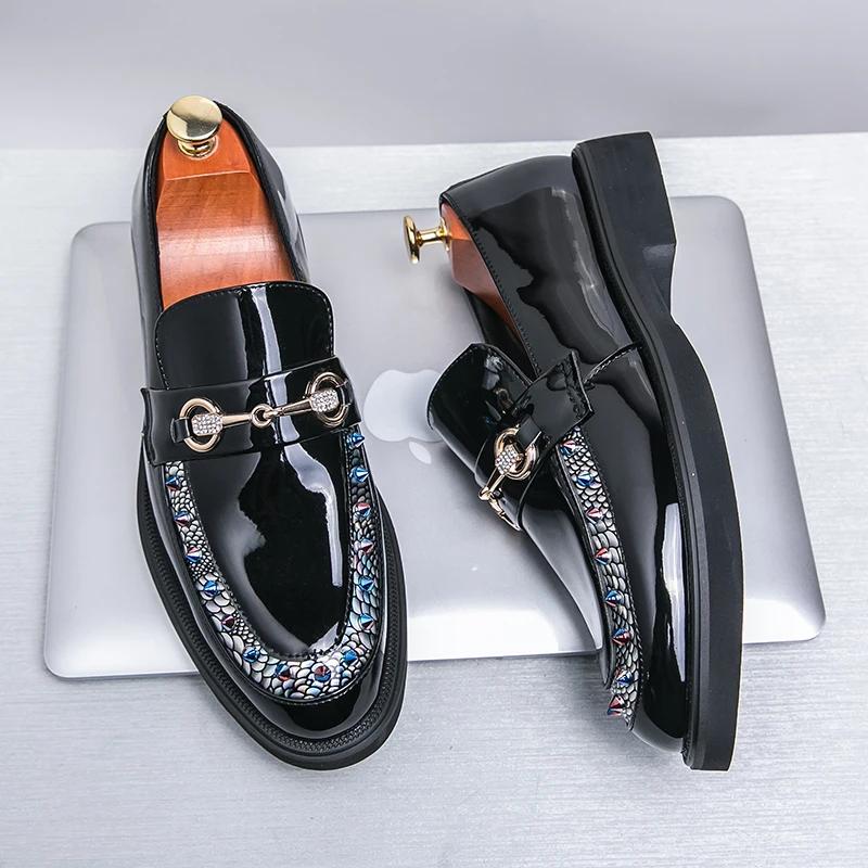 

Модные мужские мокасины из искусственной кожи с пряжкой в виде конской головы, удобные мужские деловые повседневные туфли, большие размеры 38-46 46 чёрный