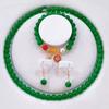 3Pcs Vintage Simple Imitation Jade Necklace Bracelet Earrings Jewelry Set For Women Temperamen Banquet Accessory