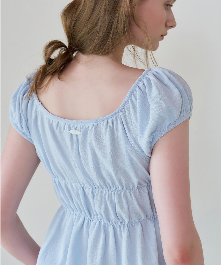 LETTERA Shirring Knit Half Blouse