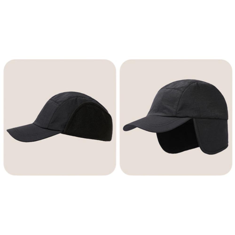 Polar Fleece Earmuffs Hat for Men Ear Protection Hiking Bonnets Casual Winter Baseball Cap Adult
