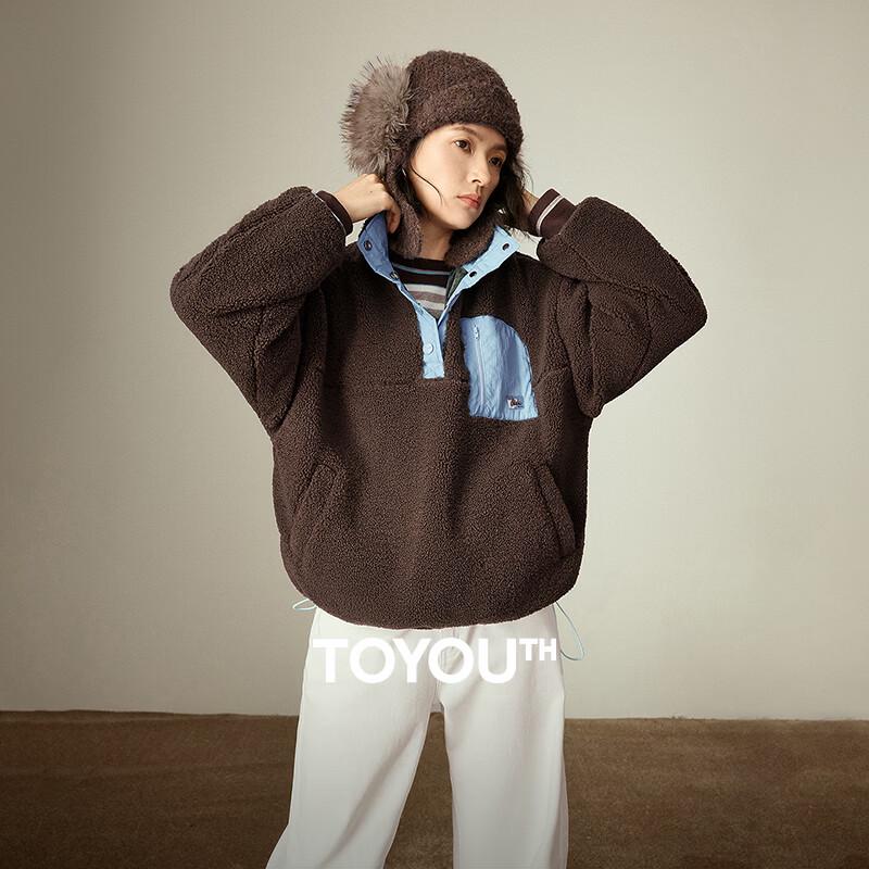 Chuyu Women s Maillard Style High-Neck Padded Fleece Jacket S