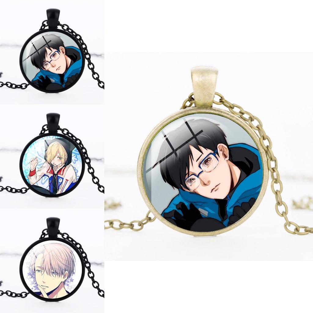 Alloy Acrylic Round Pendant Figure Pattern Necklace Unisex Chain