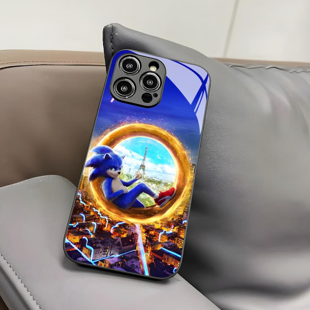 Cartoon Hedgehog S-Sonics Phone Case for Iphone 17 Air 16 15 14 12 11 13 Pro Max Mini X Xr Xs Puls Black Glass Cover