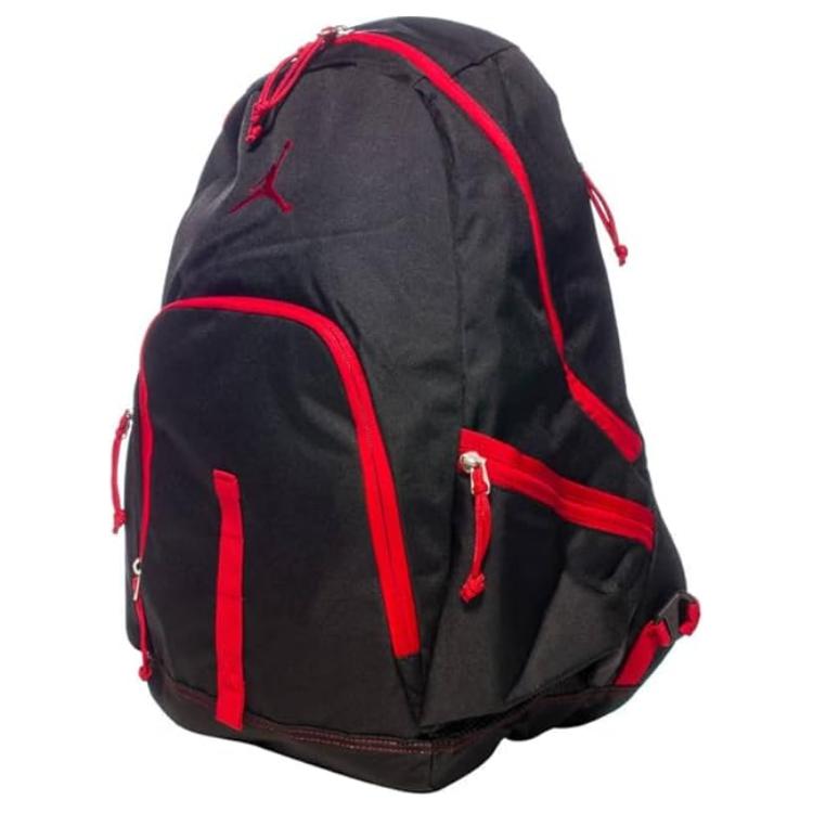 Jordan Logo Zipper Closure Polyester Backpack Men backpack Black Red 658399-010 Black & Red