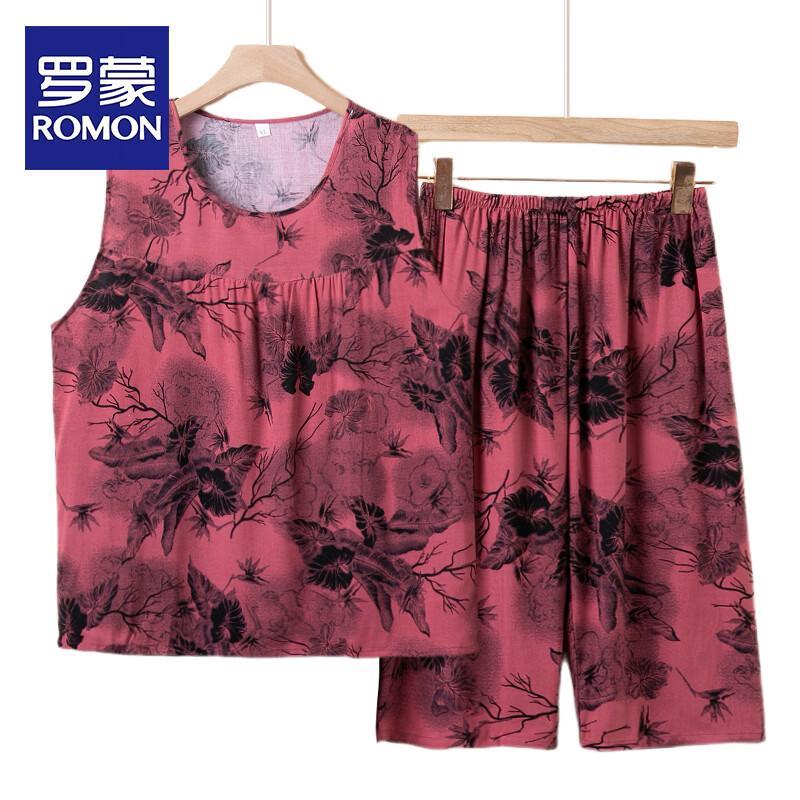 Romon Elderly Women s Sleeveless Summer Homewear Set B-3XL
