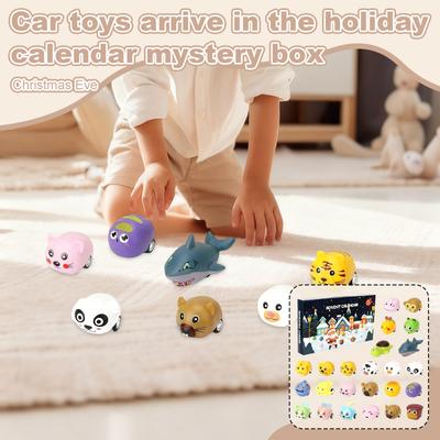 24-Day 3D Christmas Countdown Kids Pull Back Car Toy Advent Calendar