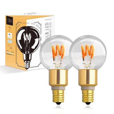 Inteligentna żarówka LED Edison, Retro inteligentna żarówka E17, Zestaw DUO 2 sztuki (Mini GLOBUS Przezroczysty), Kompatybilna z Alexą, Inteligentna żarówka LED, Ciepła biel, Możliwość ściemniania,
