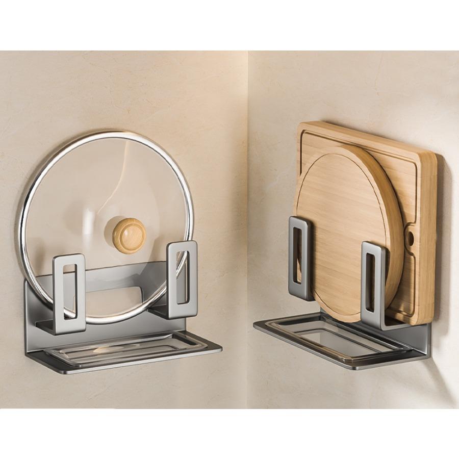 Practical Carbon Steel Pot Lid Holder Punch Free Wall Mounted Sink Drain Racks Space Saving Cutting Board Storage Rack Kitchen