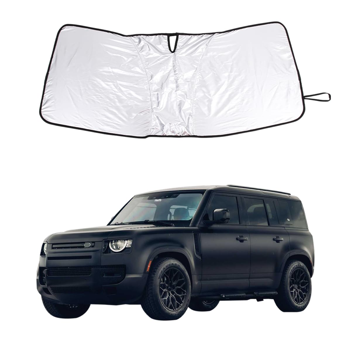 

METYOUCAR Windshield Sunshade for Land Rover Defender Blackout Front Foldable Windshield Car Front UV Storage Easy Car Interior Protection for Camping