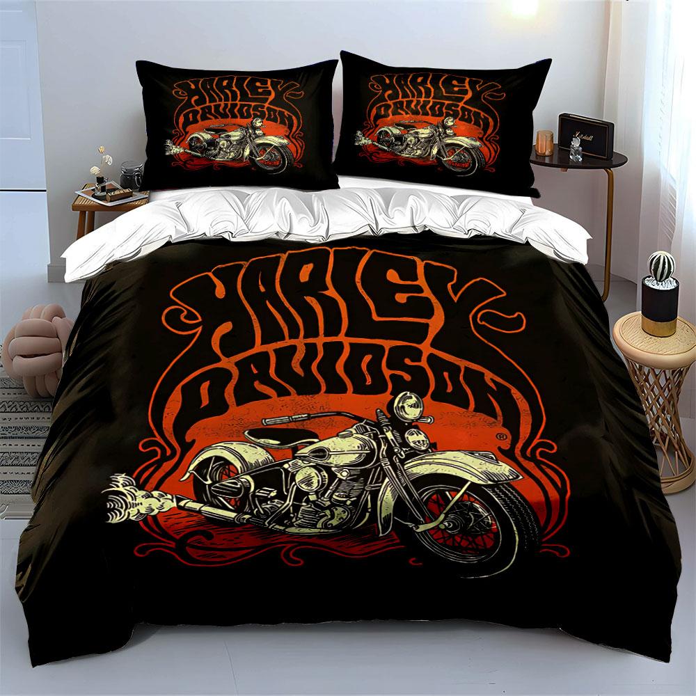 Motorcycle Classic Design Bedding Duvet Cover Set Duvet Cover Pillowcases  (1*Duvet Cover 2*Pillowcases, without duvet insert)
