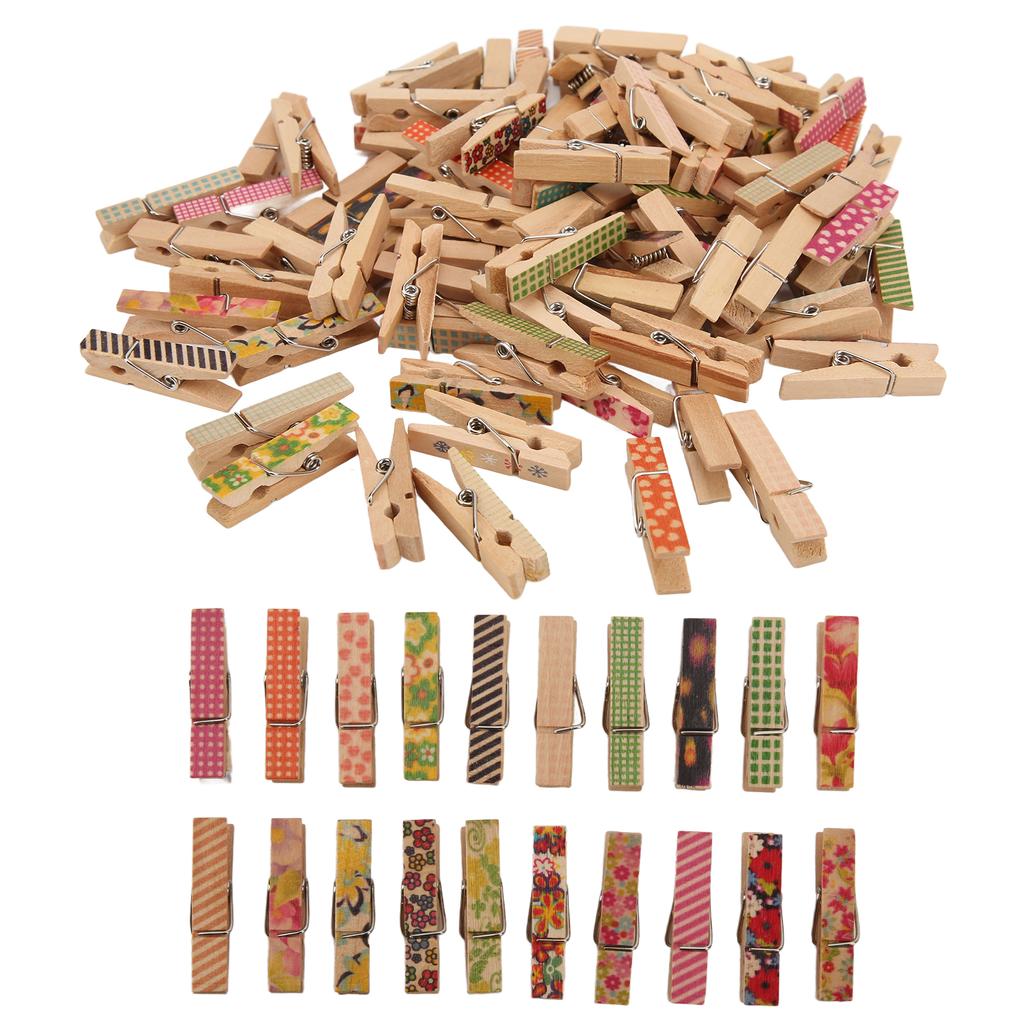 100Pcs Painted Wood Clothespin Fashion Unique Design Durable Detachable Painted Wooden Clip