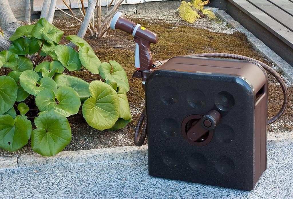 Sanyo Kasei S-BOX Reel, 12mm Algae-Resistant Pressure-Resistant Hose, 20m, Brown Metallic, SBX-S207R