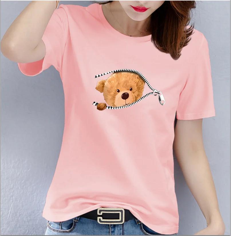 Bear Graphic Print Tshirt Teddy Bear Short Sleeve Crew Neck Casual Top  Womens Clothing Oversized  T Shirt Tops  Harajuku