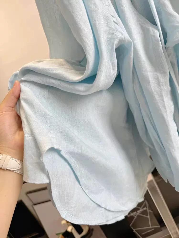 CHAO Beveelt aan: Lichtblauw Linnen Koel Shirt voor Dames – Zo Comfortabel, Perfect voor Zomer 2026, Zonwerend Topje.