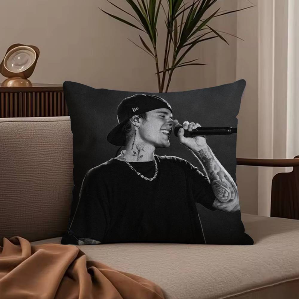 Vendita Calda J-Justin B-Bieber Federa Federa Anti-acaro Cerniera Invisibile Peluche Corto Setoso Copricuscino per Divano