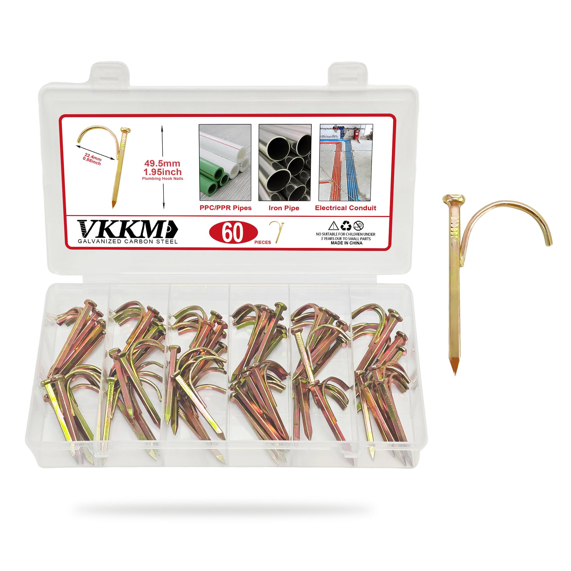 

VKKM - 60-Piece Pipe Hook Nail Set - Suitable for PVC Pipes/Metal Pipes, Sturdy and Rust-Proof