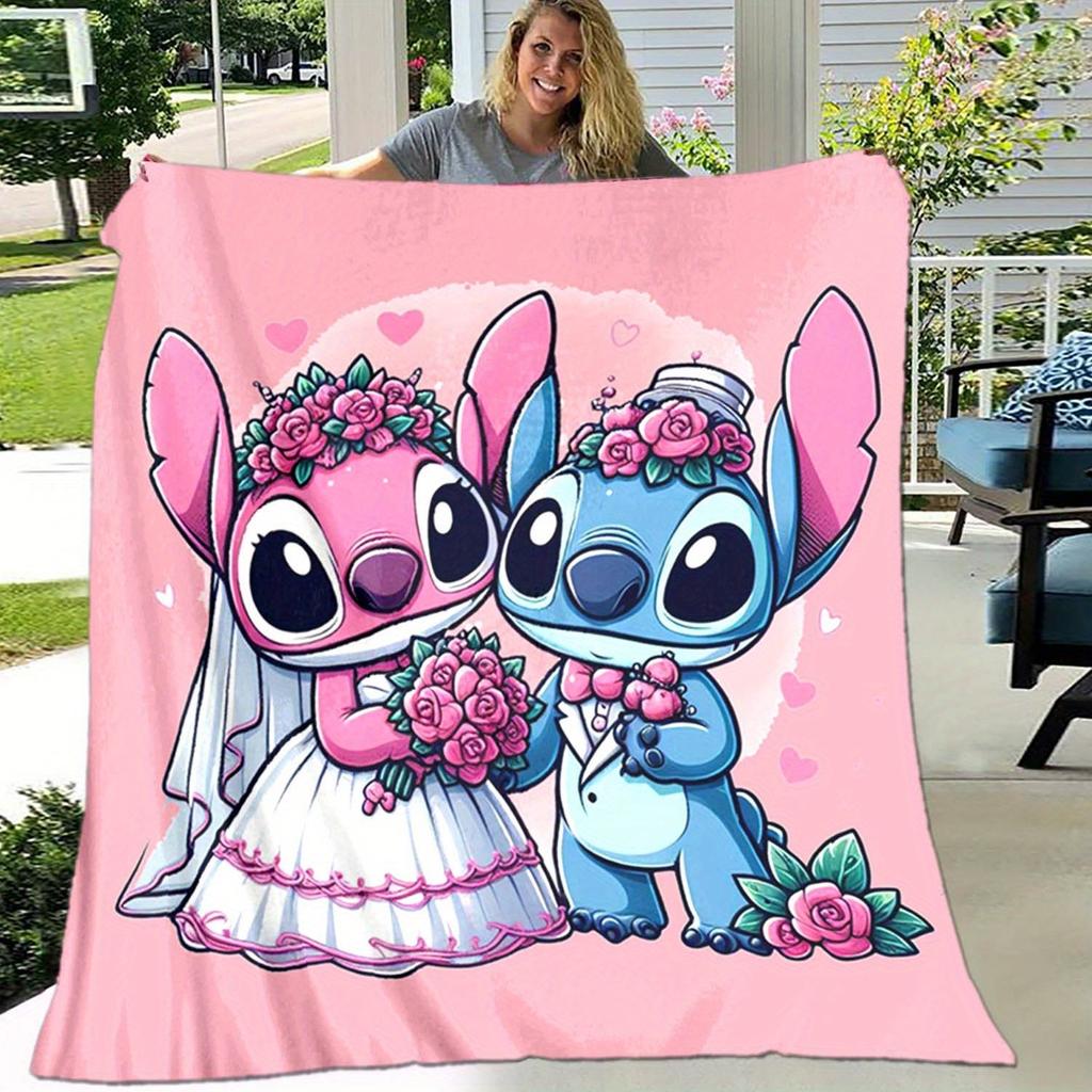 1pc Stitch Printing Blanket - Soft, All-Season Throw for Living Room, Bedroom,Personalized Gift with Adorable Cartoon Design