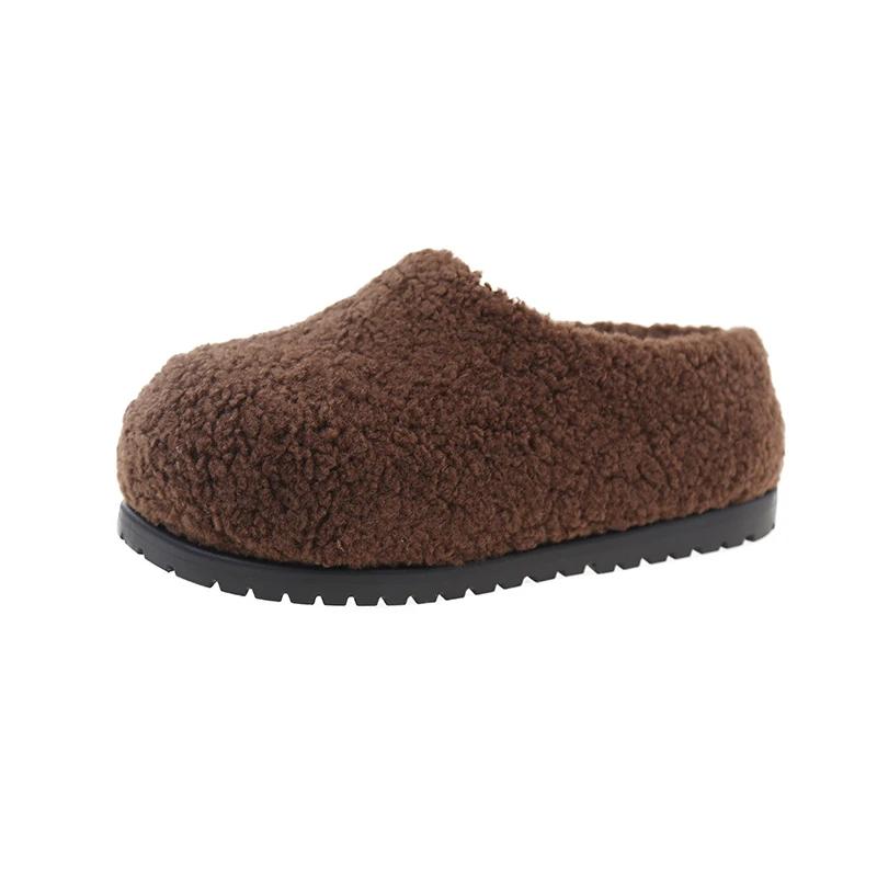 Fashion Leopard Platform Fur Slippers Women Home Cotton Shoes Winter Warm Casual Plush Mules 2025 Trend Flip Flop Woman Snow Botas Mujer