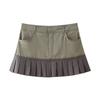 Fashion Style 2024 Spring New Arrival Women's Stylish High Waist Stitching Wide Pleated Mini Skirt Skirt 4661403